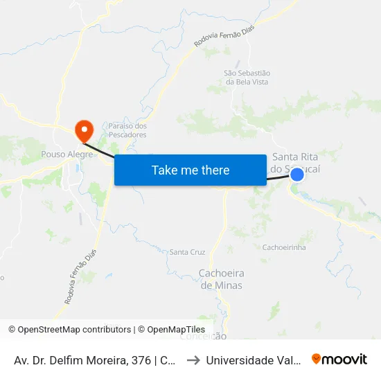 Av. Dr. Delfim Moreira, 376 | Colégio Sinhá Moreira to Universidade Vale Do Sapucai map