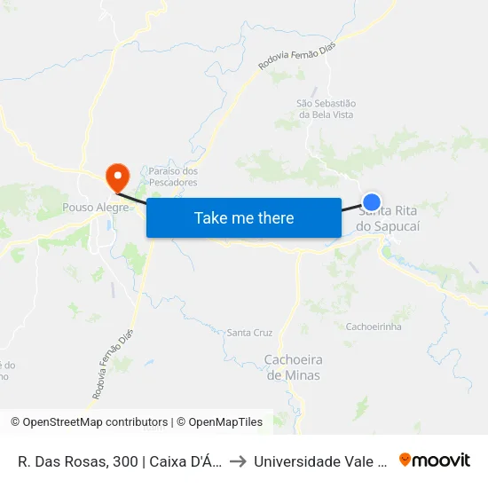R. Das Rosas, 300 | Caixa D'Água Da Copasa to Universidade Vale Do Sapucai map