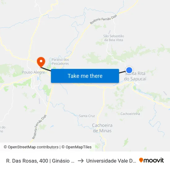 R. Das Rosas, 400 | Ginásio Poliesportivo to Universidade Vale Do Sapucai map