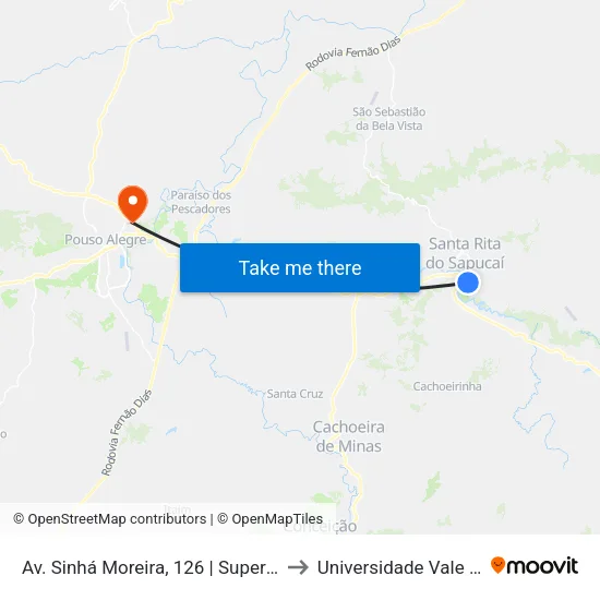 Av. Sinhá Moreira, 126 | Supermercado Unissul to Universidade Vale Do Sapucai map