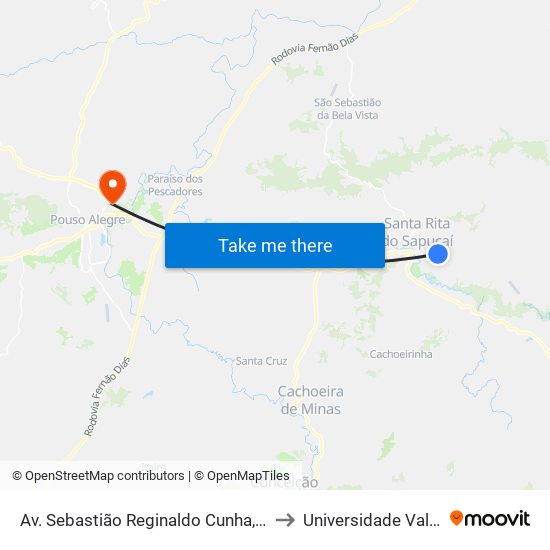 Av. Sebastião Reginaldo Cunha, 515 | Bairro Fortaleza to Universidade Vale Do Sapucai map