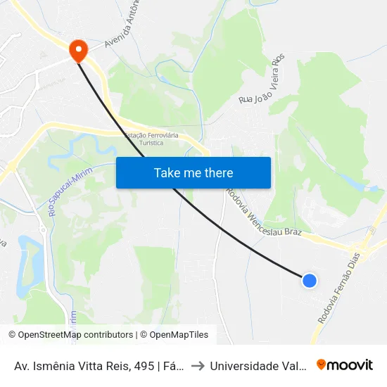 Av. Ismênia Vitta Reis, 495 | Fábrica De Blocos J.K. to Universidade Vale Do Sapucai map
