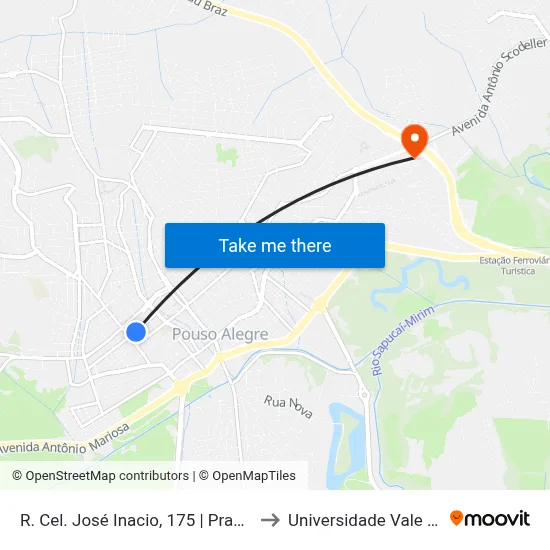 R. Cel. José Inacio, 175 | Praça João Pinheiro to Universidade Vale Do Sapucai map