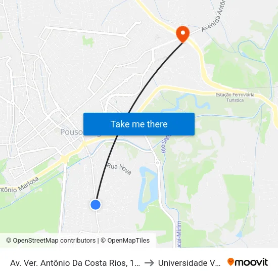 Av. Ver. Antônio Da Costa Rios, 1060 | Mundial Ferramentas to Universidade Vale Do Sapucai map