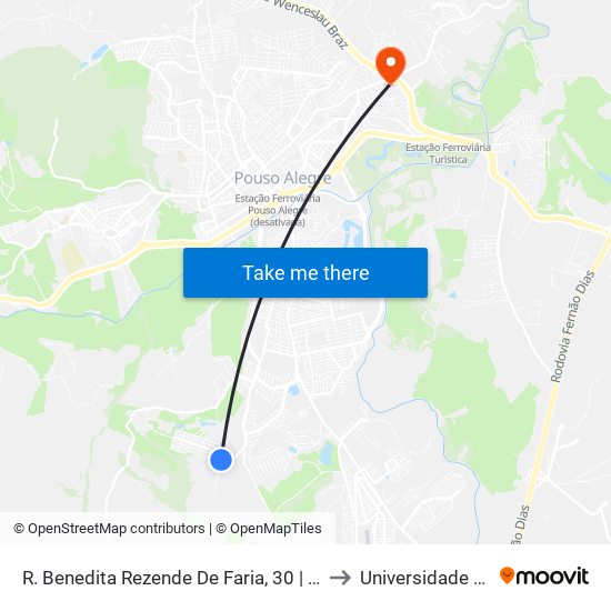 R. Benedita Rezende De Faria, 30 | Entrada Vergani – Bar Do Toninho to Universidade Vale Do Sapucai map