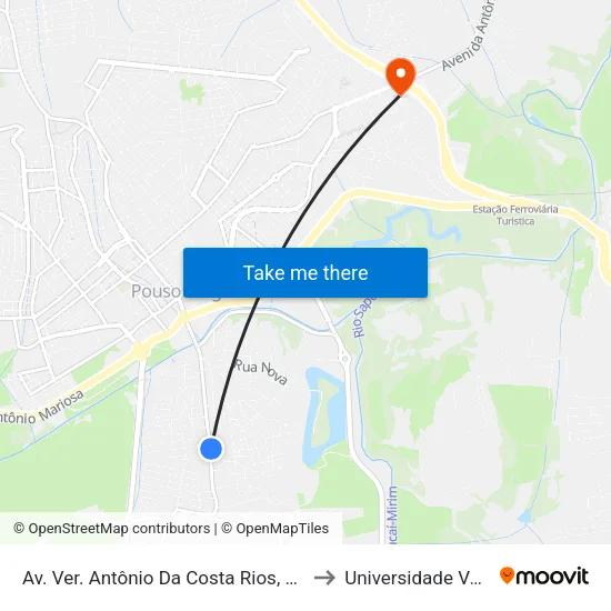 Av. Ver.  Antônio Da Costa Rios, 1051 | Espetinho Do Paulo to Universidade Vale Do Sapucai map