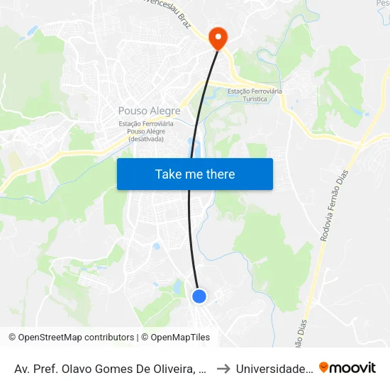 Av. Pref. Olavo Gomes De Oliveira, 4891 | Rotatória Do Bairro Santo Expedito to Universidade Vale Do Sapucai map