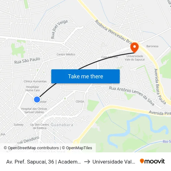 Av. Pref. Sapucaí, 36 | Academia Armação Atlética to Universidade Vale Do Sapucai map