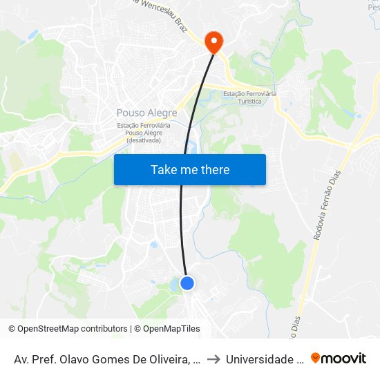 Av. Pref. Olavo Gomes De Oliveira, 4550 | União Química Farmacêutica to Universidade Vale Do Sapucai map