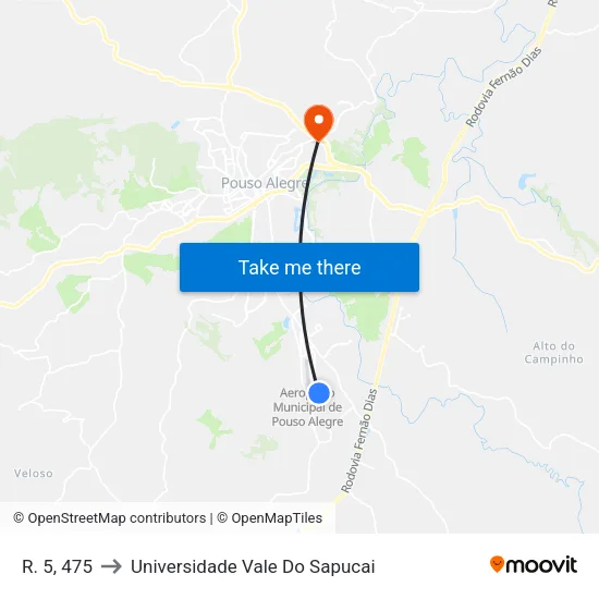 R. 5, 475 to Universidade Vale Do Sapucai map