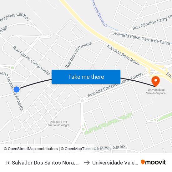 R. Salvador Dos Santos Nora, 25 | Centro Médico to Universidade Vale Do Sapucai map