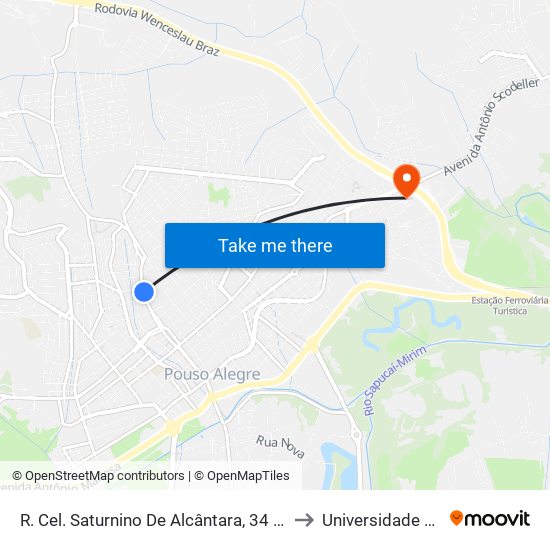 R. Cel. Saturnino De Alcântara, 34 | Padaria E Mercearia Ponto Alto to Universidade Vale Do Sapucai map