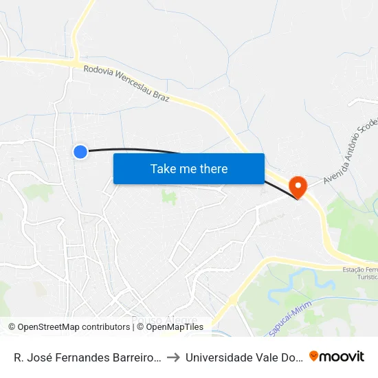 R. José Fernandes Barreiro Filho, 225 to Universidade Vale Do Sapucai map