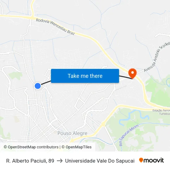 R. Alberto Paciuli, 89 to Universidade Vale Do Sapucai map
