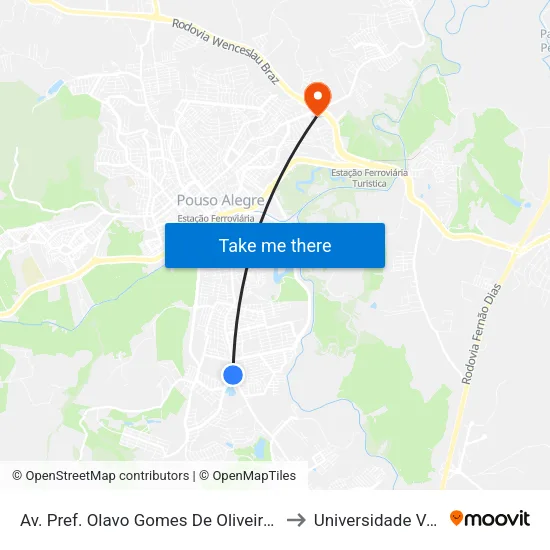 Av. Pref. Olavo Gomes De Oliveira, 2790 | Defensoria Pública to Universidade Vale Do Sapucai map