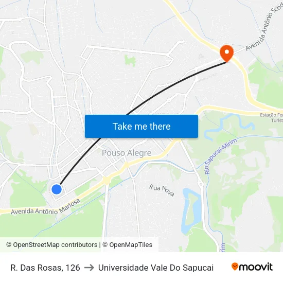 R. Das Rosas, 126 to Universidade Vale Do Sapucai map
