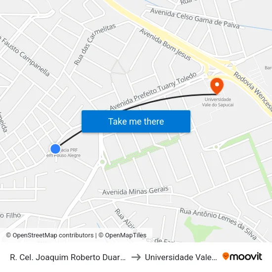 R. Cel. Joaquim Roberto Duarte, 502 | Dner/Dnit to Universidade Vale Do Sapucai map