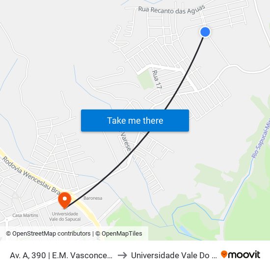 Av. A, 390 | E.M. Vasconcelos Costa to Universidade Vale Do Sapucai map