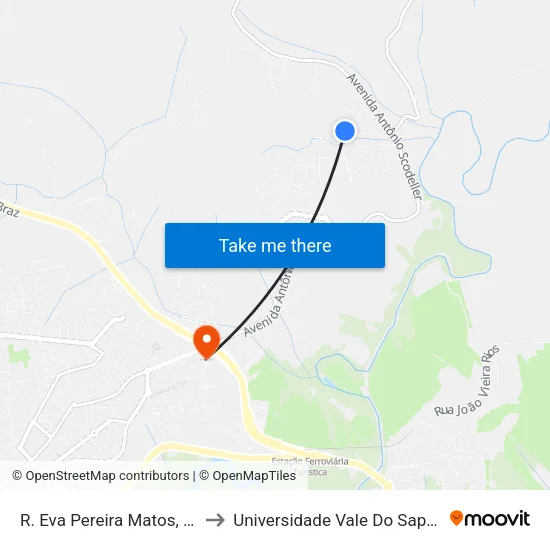 R. Eva Pereira Matos, 300 to Universidade Vale Do Sapucai map