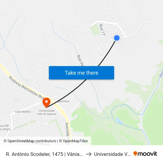 R. Antônio Scodeler, 1475 | Vânia Cabeleireira – Sentido Centro to Universidade Vale Do Sapucai map