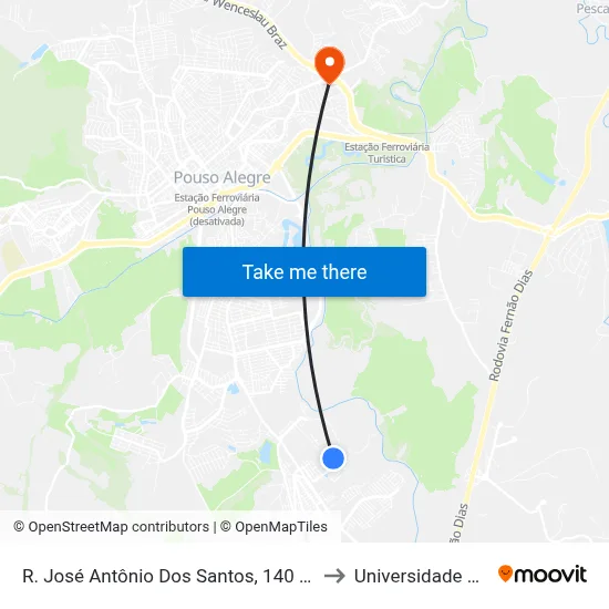 R. José Antônio Dos Santos, 140 | Ponto Final Do Santo Expedito to Universidade Vale Do Sapucai map