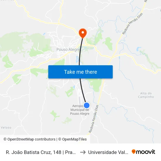 R. João Batista Cruz, 148 | Praça Do Bairro Morumbi to Universidade Vale Do Sapucai map