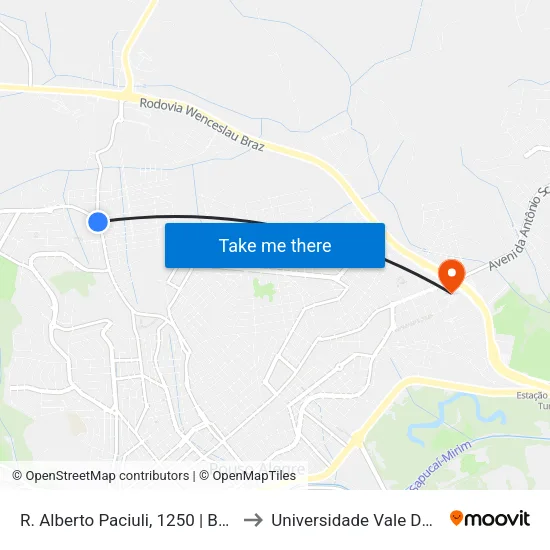 R. Alberto Paciuli, 1250 | Bar Do Tiago to Universidade Vale Do Sapucai map