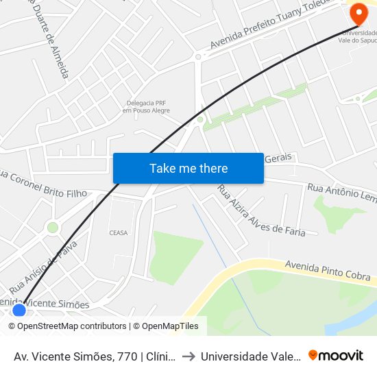 Av. Vicente Simões, 770 | Clínica Santa Edwiges to Universidade Vale Do Sapucai map