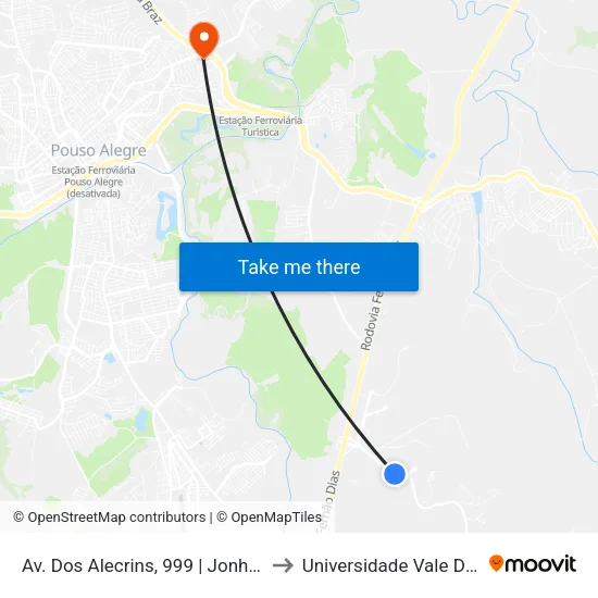 Av. Dos Alecrins, 999 | Jonhson Controls to Universidade Vale Do Sapucai map