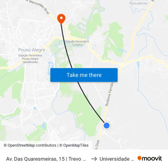 Av. Das Quaresmeiras, 15 | Trevo Da Sanobiol – Subindo Para Flamma to Universidade Vale Do Sapucai map