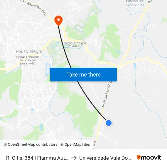 R. Oitis, 384 | Flamma Automotiva to Universidade Vale Do Sapucai map