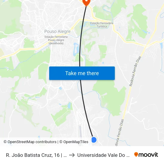 R. João Batista Cruz, 16 | Orelhão to Universidade Vale Do Sapucai map