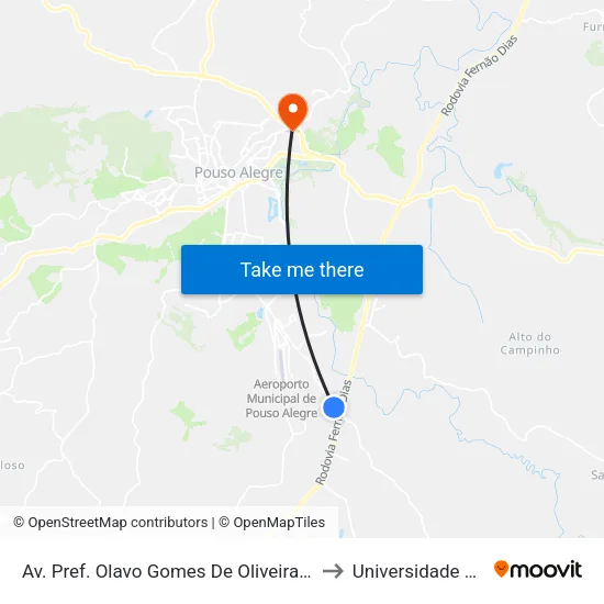 Av. Pref. Olavo Gomes De Oliveira, 6532 | Antigo Automóvel Clube to Universidade Vale Do Sapucai map