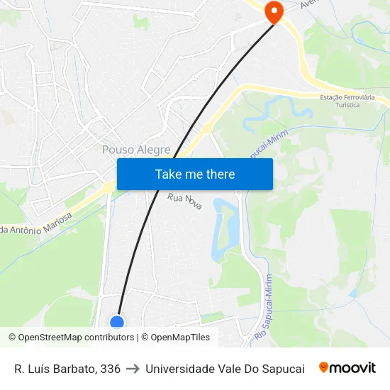 R. Luís Barbato, 336 to Universidade Vale Do Sapucai map