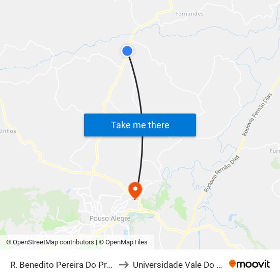 R. Benedito Pereira Do Prado, 490 to Universidade Vale Do Sapucai map