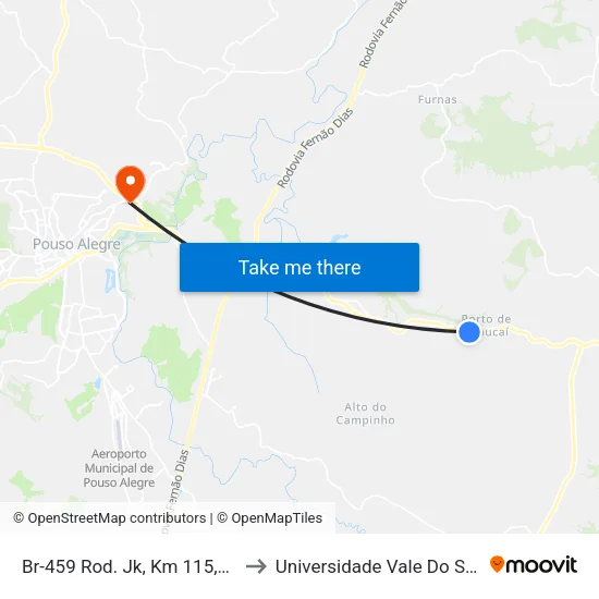 Br-459 Rod. Jk, Km 115,6 Leste to Universidade Vale Do Sapucai map