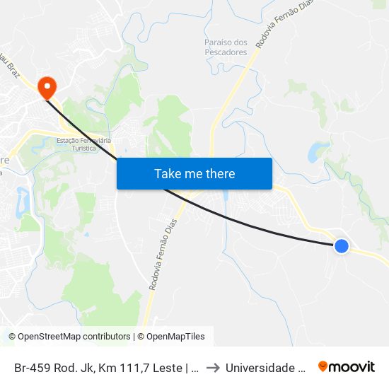 Br-459 Rod. Jk, Km 111,7 Leste | Centro De Distribuição Unissul to Universidade Vale Do Sapucai map