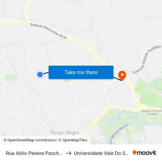 Rua Atilio Pereira Paschoal, 97 to Universidade Vale Do Sapucai map
