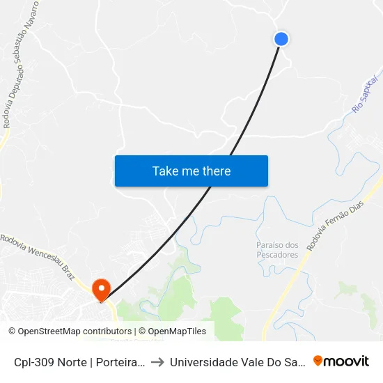 Cpl-309 Norte | Porteira Azul to Universidade Vale Do Sapucai map