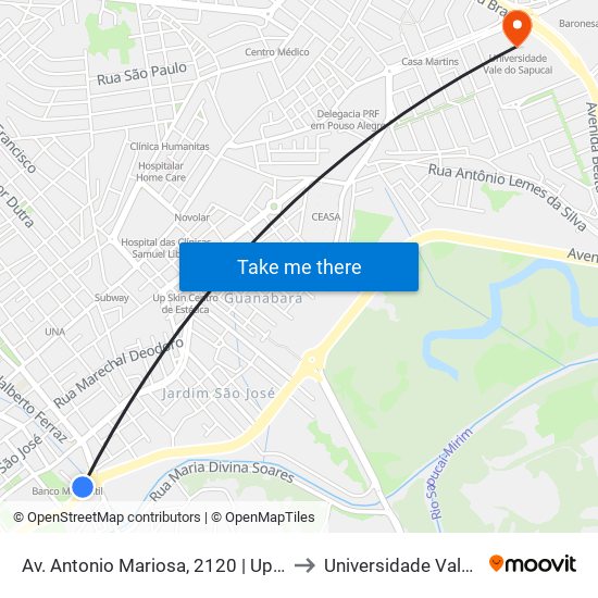 Av. Antonio Mariosa, 2120 | Up Pneus Auto Center to Universidade Vale Do Sapucai map