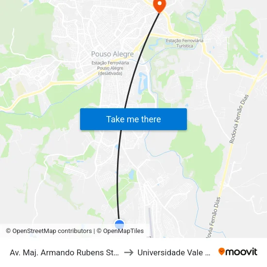 Av. Maj. Armando Rubens Storino | Copasa to Universidade Vale Do Sapucai map