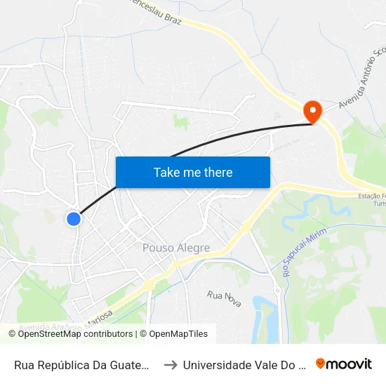 Rua República Da Guatemala, 234 to Universidade Vale Do Sapucai map