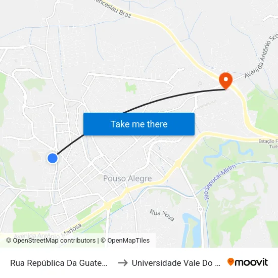 Rua República Da Guatemala, 213 to Universidade Vale Do Sapucai map