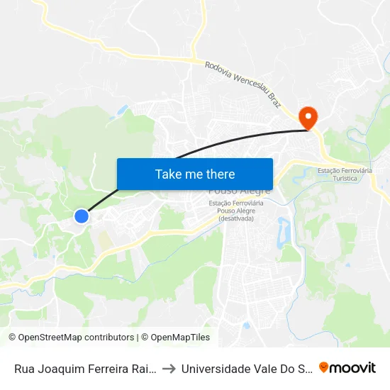 Rua Joaquim Ferreira Raimundo to Universidade Vale Do Sapucai map
