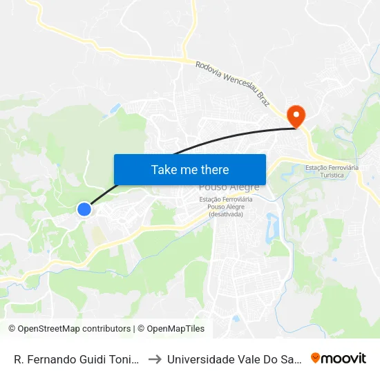 R. Fernando Guidi Tonini, 65 to Universidade Vale Do Sapucai map