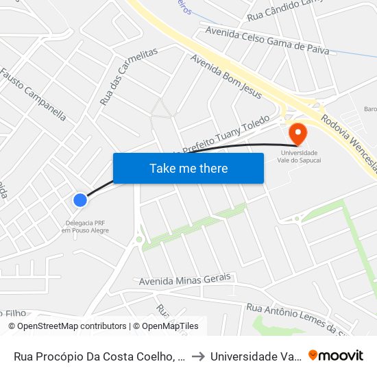 Rua Procópio Da Costa Coelho, 15 | Pet Center Aukimia to Universidade Vale Do Sapucai map