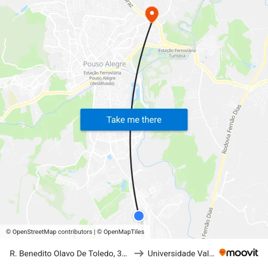 R. Benedito Olavo De Toledo, 350 | Campo De Futebol to Universidade Vale Do Sapucai map