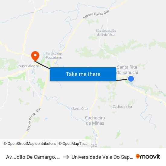 Av. João De Camargo, 408 to Universidade Vale Do Sapucai map