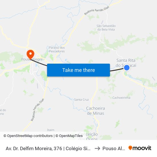 Av. Dr. Delfim Moreira, 376 | Colégio Sinhá Moreira to Pouso Alegre map