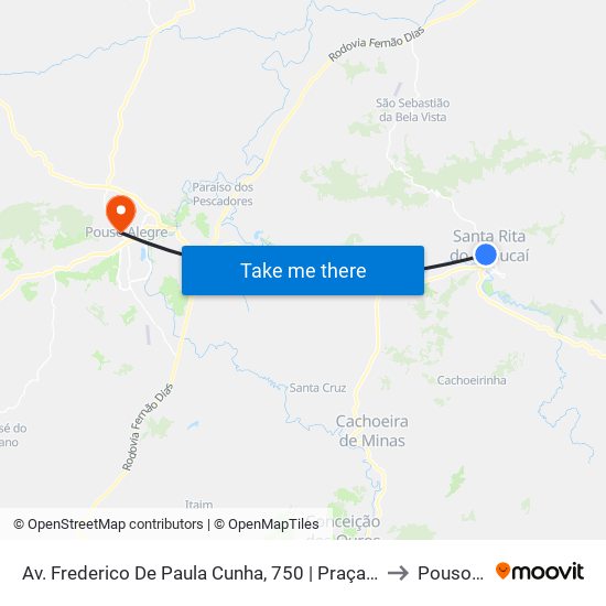 Av. Frederico De Paula Cunha, 750 | Praça Do Jeffinho - Sentido Bairro to Pouso Alegre map